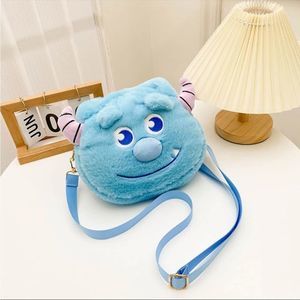 Blue Plush Monster Crossbody Bag - Cute Faux Fur Shoulder Bag